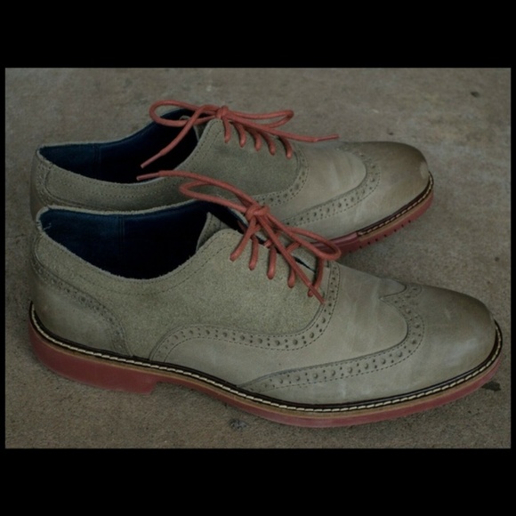 COLE HAAN Mens Oxford Olive Green Leather & Suede